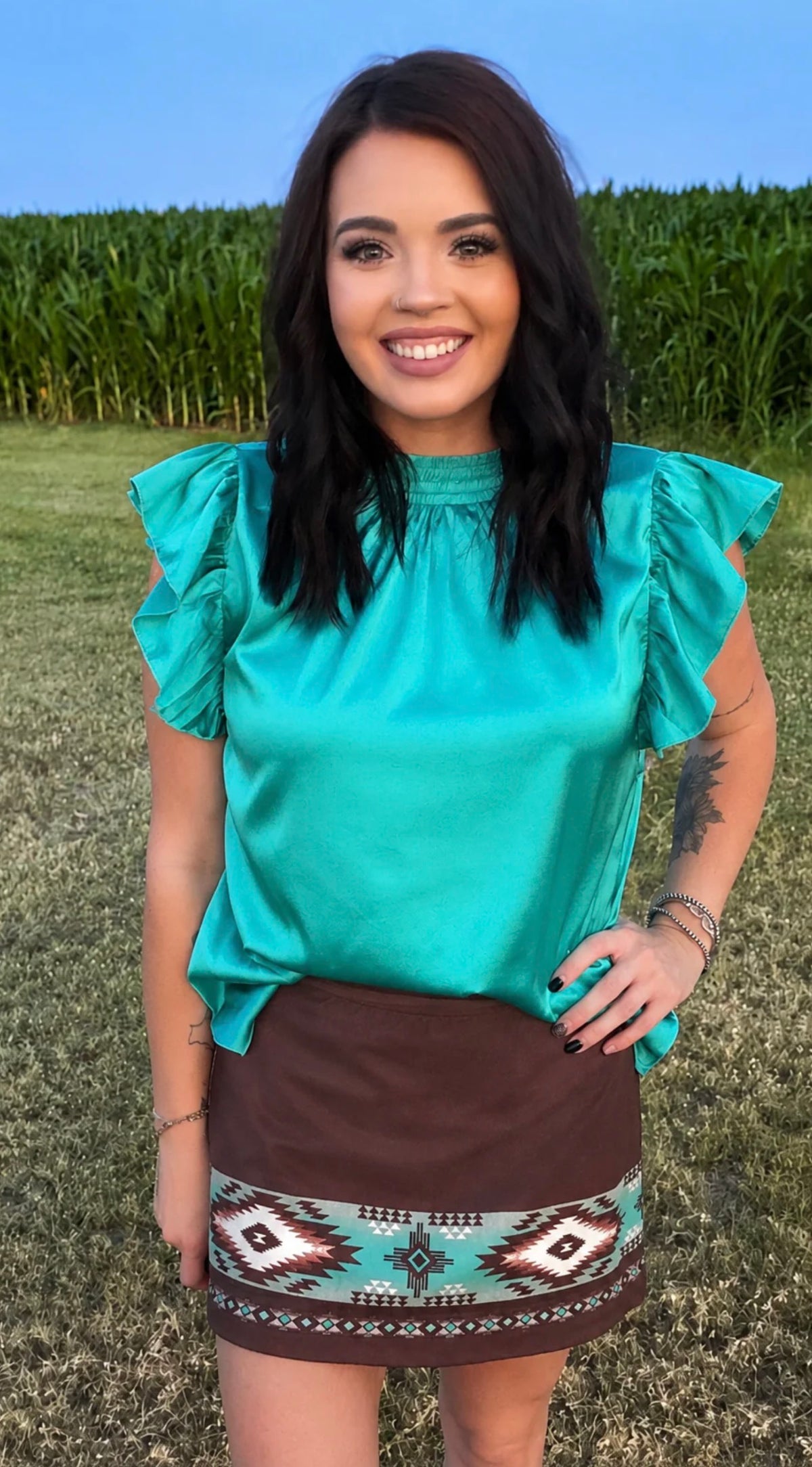 Babydoll Top Turquoise