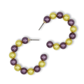 Purple & Gold beaded hoop earrings