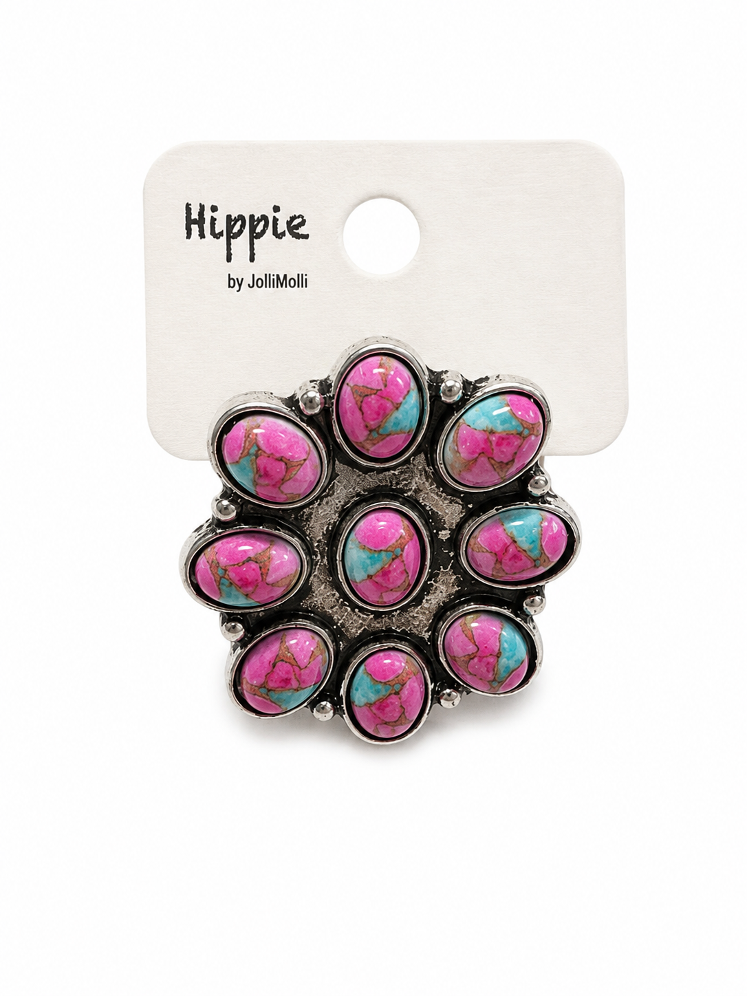Pink/turquoise concha ring