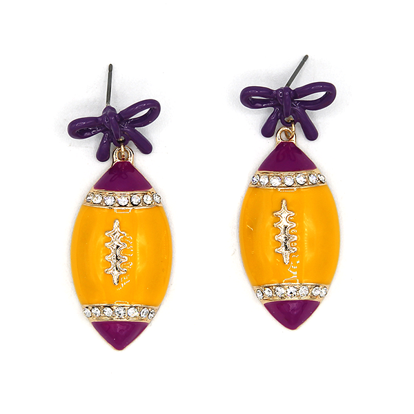 Purple & Gold football earrings