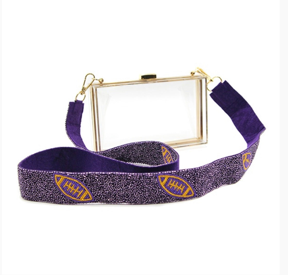 Purple & Gold football Purse Strap