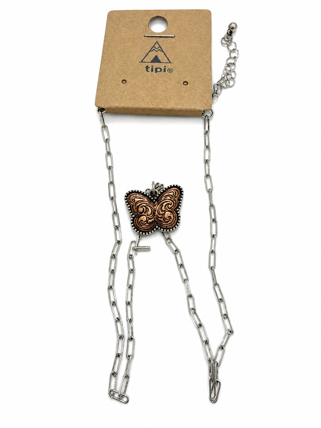 Butterfly tooled necklace