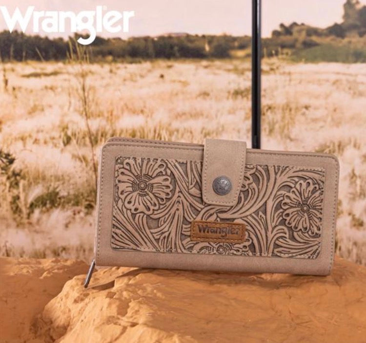 Tooled Cream Wrangler Wallet