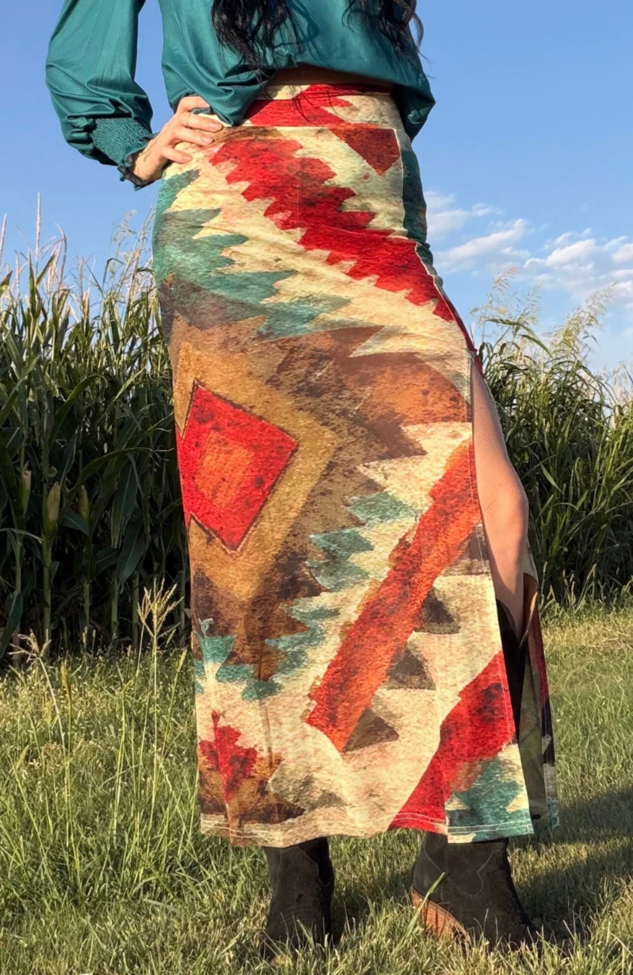 Aztec Sundown Slit Skirt