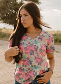 Life is a Flower V neck Top