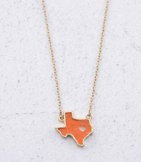 Burnt orange Texas necklace