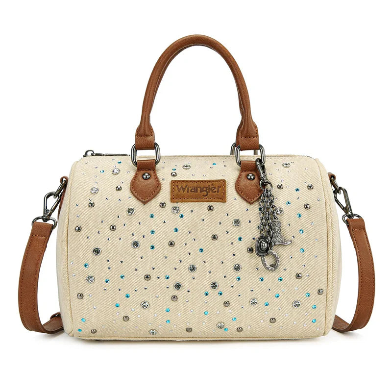 Bejeweled Ivory Wrangler Purse with charms