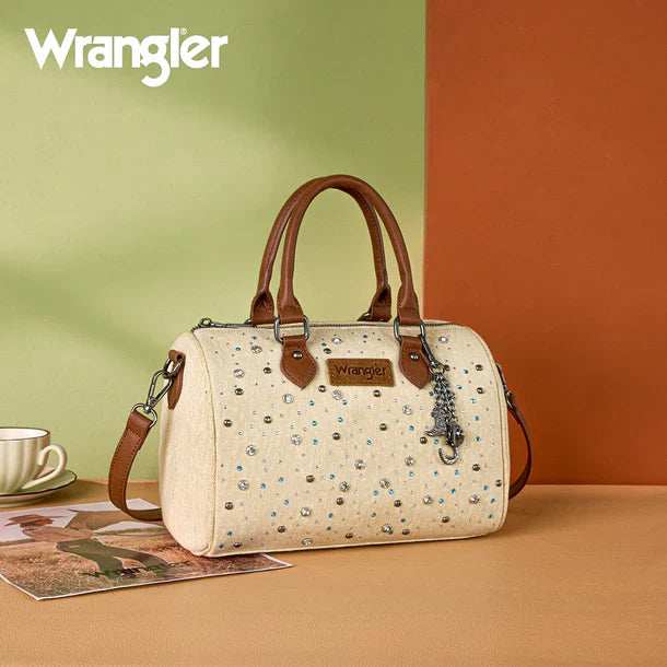 Bejeweled Ivory Wrangler Purse with charms