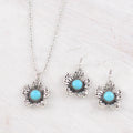 Sunflower turquoise necklace & earring set